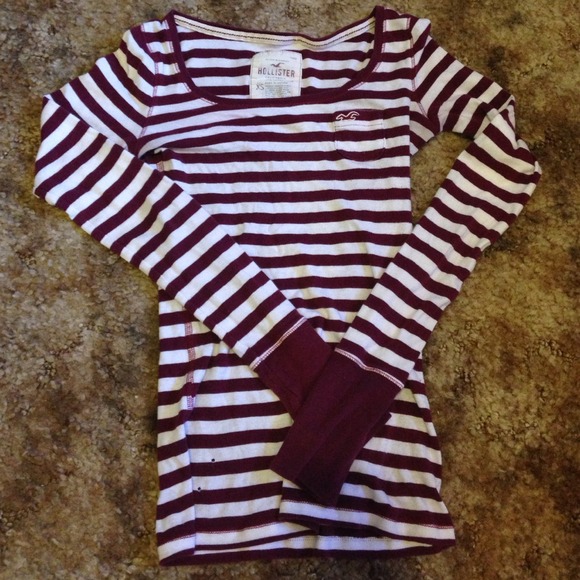 Hollister violet and white striped thin long tee