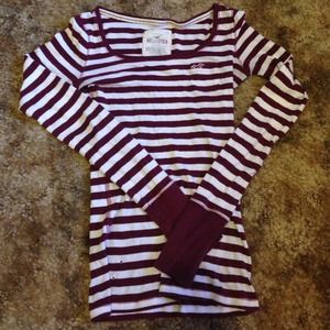 Hollister violet and white striped thin long tee