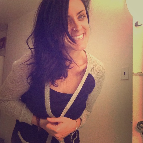 Adorable navy and grey sweater cardigan