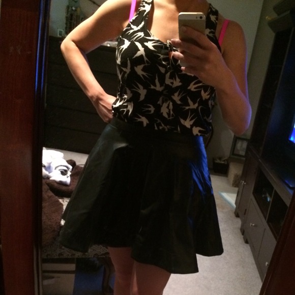 NWT Faux leather skater skirt
