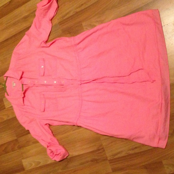 Gap Neon pink drawstring casual dress