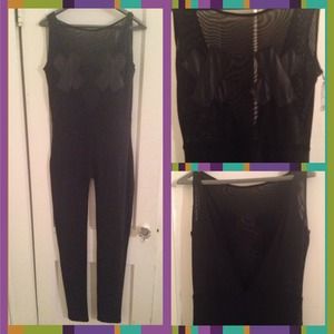 💥Sexy Black Catsuit w/ Mesh Top