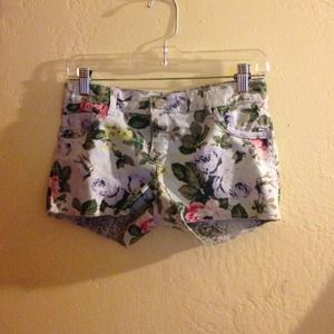 Reversible floral+snake print denim shorts!