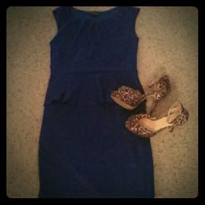 Cobalt blue Dress sz 8 & Leopard heels