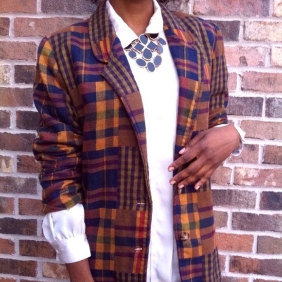 Jackets & Blazers - Multi Color Plaid Blazer