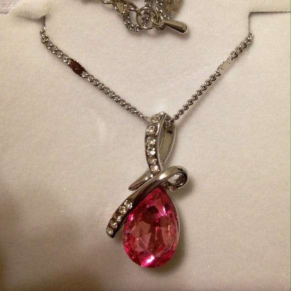 Swarovski Elements Drop Pendant (Pink) - Picture 2 of 3