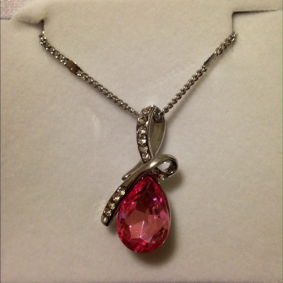 Swarovski Elements Drop Pendant (Pink) - Picture 3 of 3