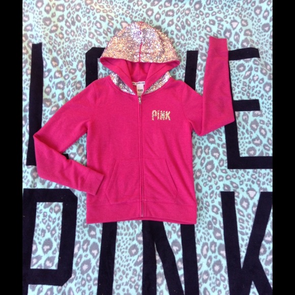 ๐ญTRADED โPINK Hot Pink Bling Hoodie - Picture 2 of 2