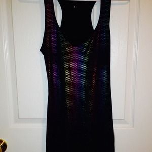 Racer back little black metallic-colored dress