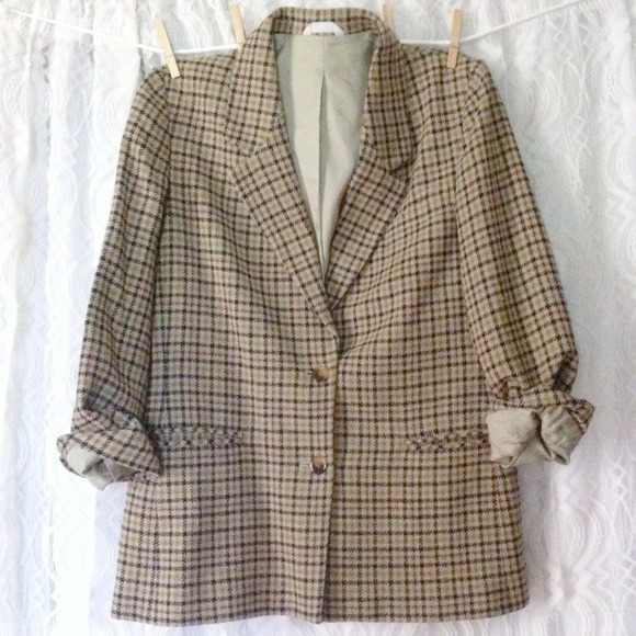 Cream Plaid Blazer
