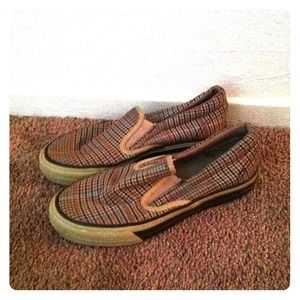 Plaid print slip on Converse