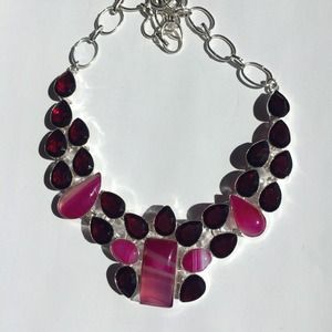 Faceted Garnet & Pink Lace Agate Sterling Silver