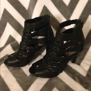 Black Caged Heels