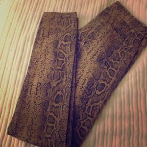 Flying monkey snakeskin print jeans