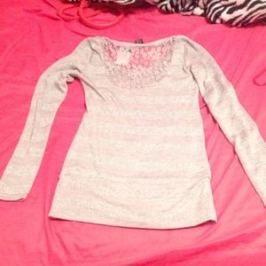 Grey with sparkled stripes long sleeve tshirt
