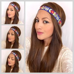 Bohemian embroidered headband in Roses