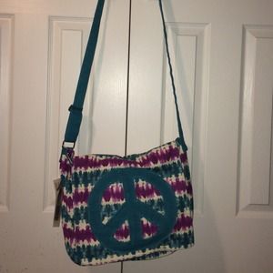 Peace sign messenger bag