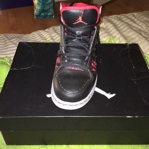 Black grey red jordans