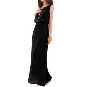 NWOT Black Chiffon Maxi Dress