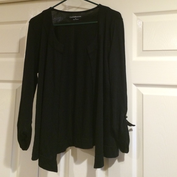 black open front cardigan