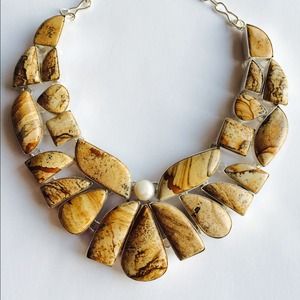 Stunning Picture Jasper & Pearl Sterling Silver