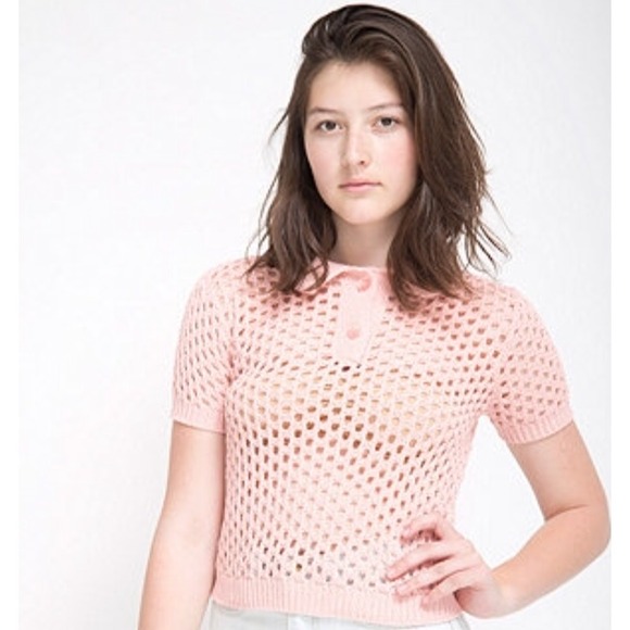 AMERICAN APPAREL OPEN KNIT TENNIS SHIRT - Picture 1 of 1