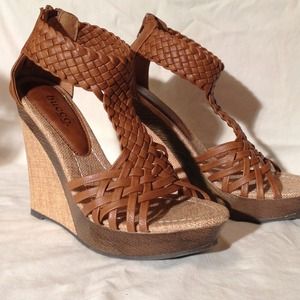 Tan Open Toe Wedges
