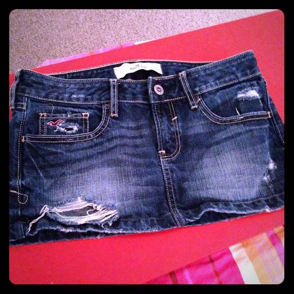 hollister jean skirt