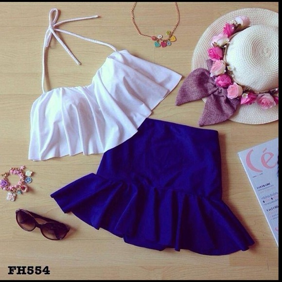 Dresses & Skirts - 🎀White Flare Highwaist skirt Bottom Swimsuit🎀