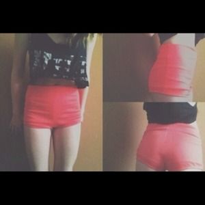 Red High Waisted Shorts