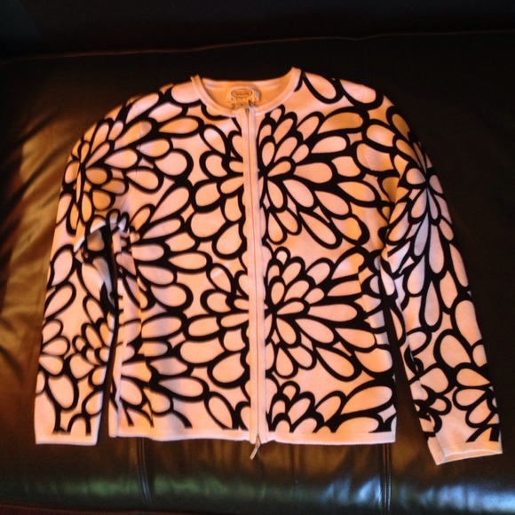 Talbots Flower Print Zip Cardigan