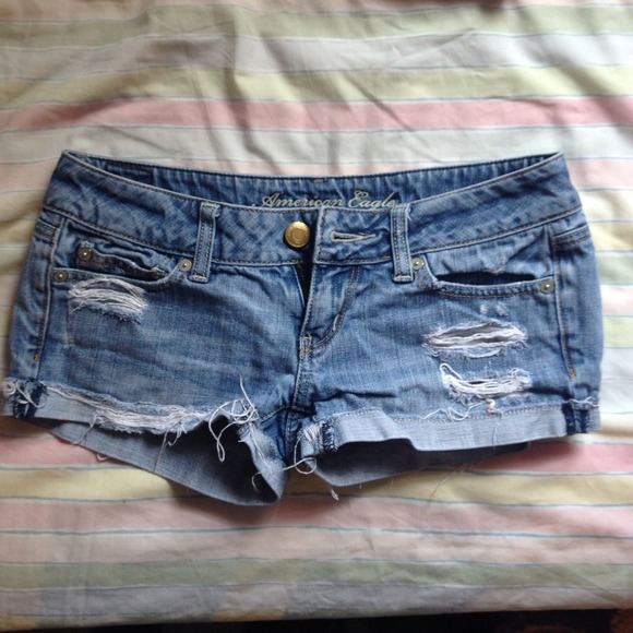 denim low cut shorts
