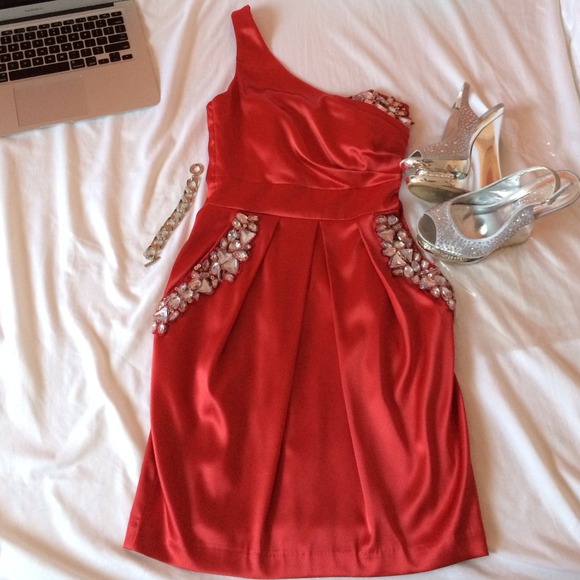 B.Darlin red with silver stone dress size 1 / xs