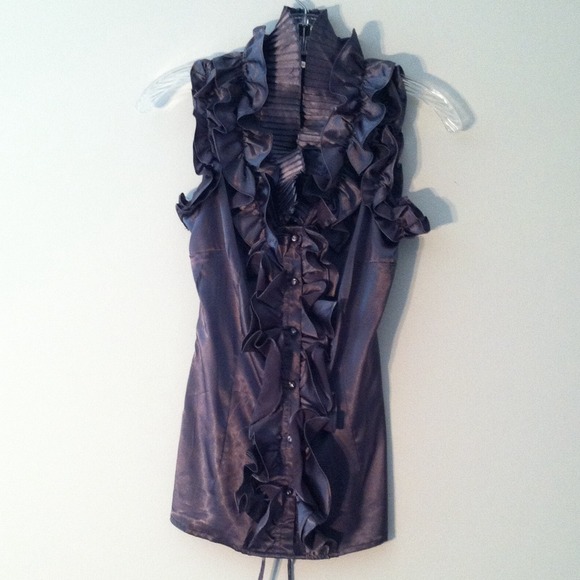 Gray Ruffle Blouse