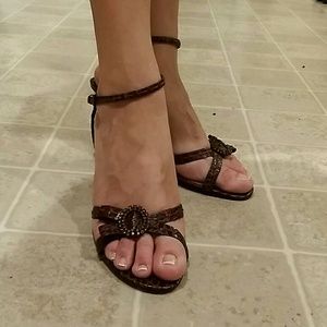 Enzo Angiolini brown croco heels