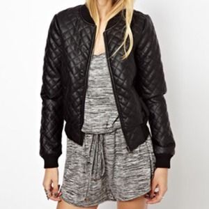 Quilted Faux Leather Jacket