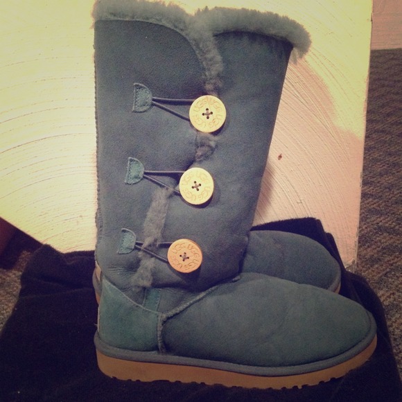 Teal tall ugg boots with buttons