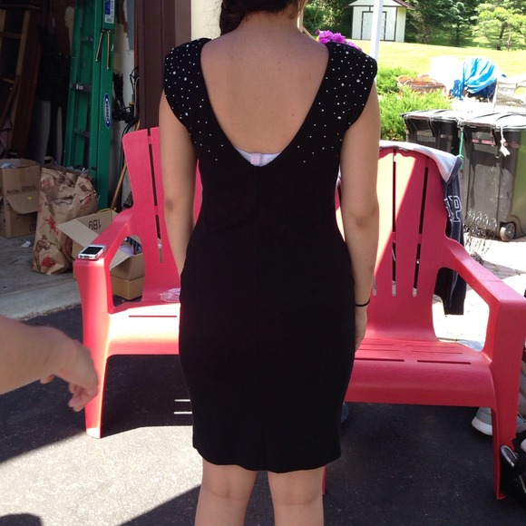 Black dress with colored gems on top - Picture 2 of 4