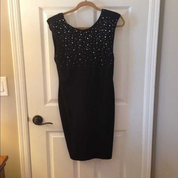 Black dress with colored gems on top - Picture 3 of 4