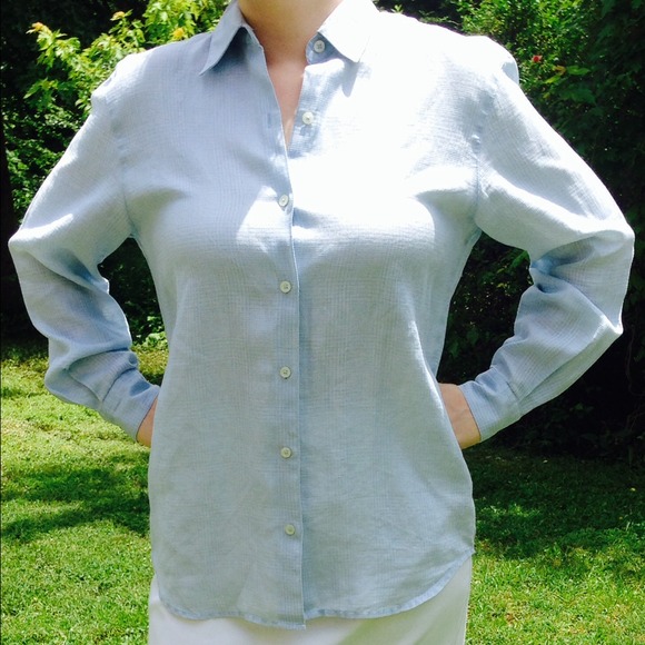 Tan Liz Claiborne linen top. - Picture 3 of 4