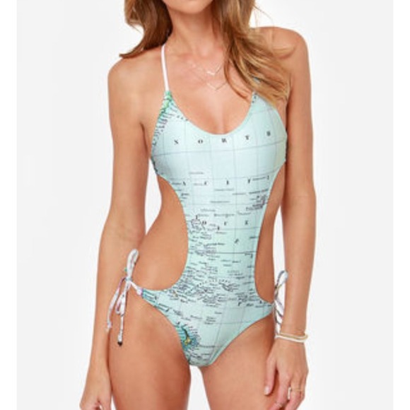 WILDFOX Ocean Explorer Light Blue Print Monokini