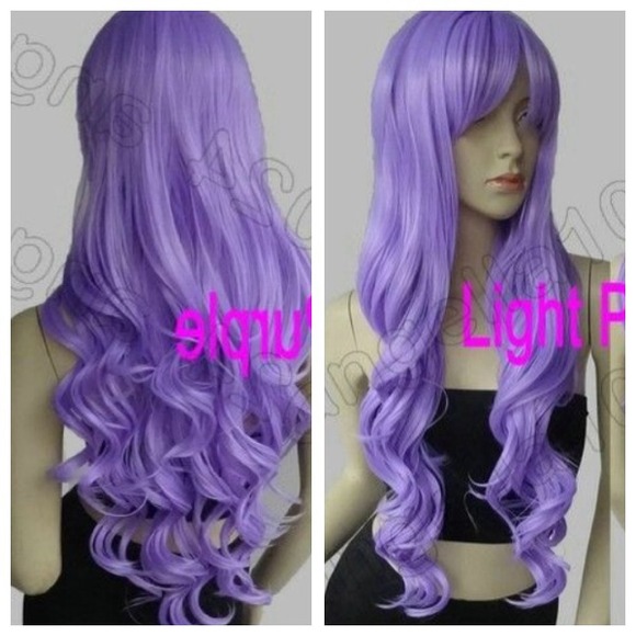Purple long curly wig