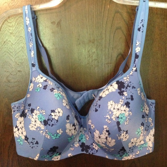 Cacique blue floral satin bra. 42DD