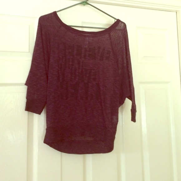 plum sheer sweater with butterfly style sleeves