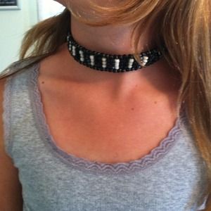 Vintage black and white choker .
