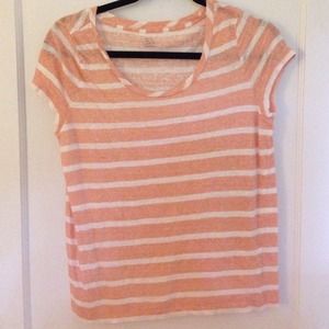 Light Peach and White Stripped Knit Shirt