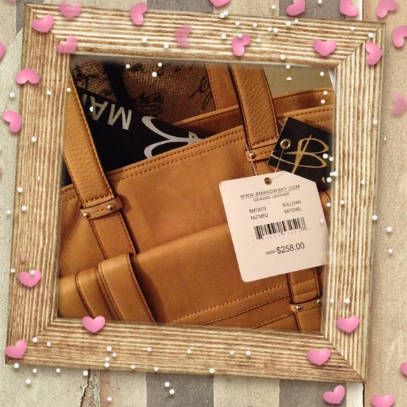 HP!!! NWT Bmakowsky tan Leather Satchel. +Dust bag - Picture 4 of 4