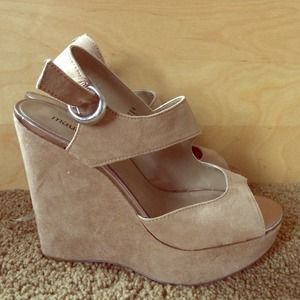 Stylish modern nude wedge sandal