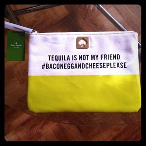 NWT Kate Spade Gia Lime Canvas Clutch