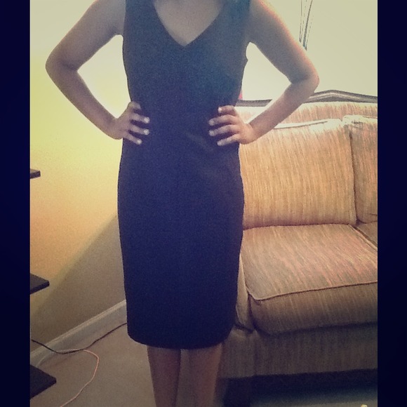 Black V-neck dress